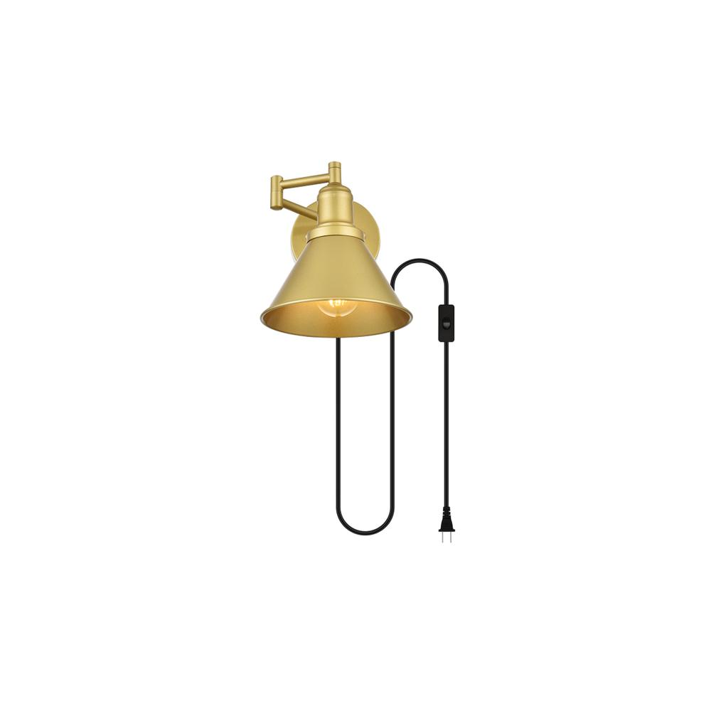 Jair 1 light Brass swing arm plug in wall sconce. Picture 1