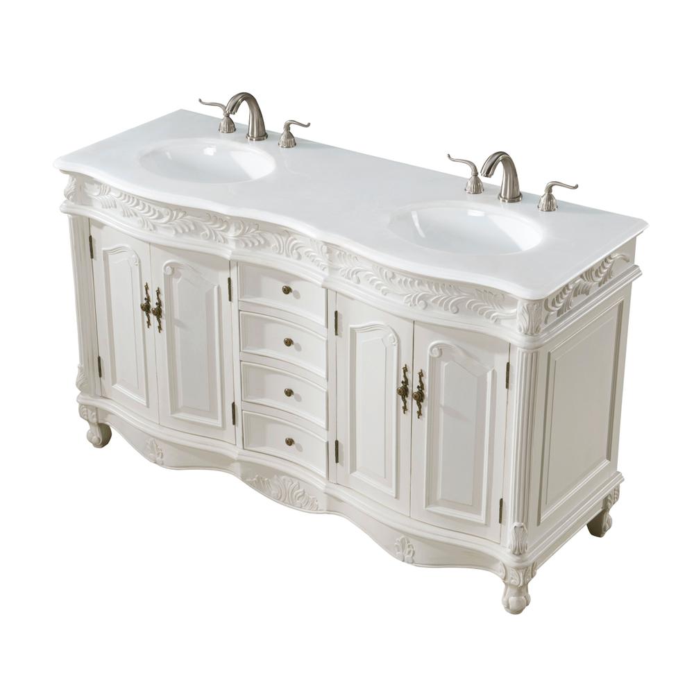 60 inch Double Bathroom vanity in Antique white. Picture 7