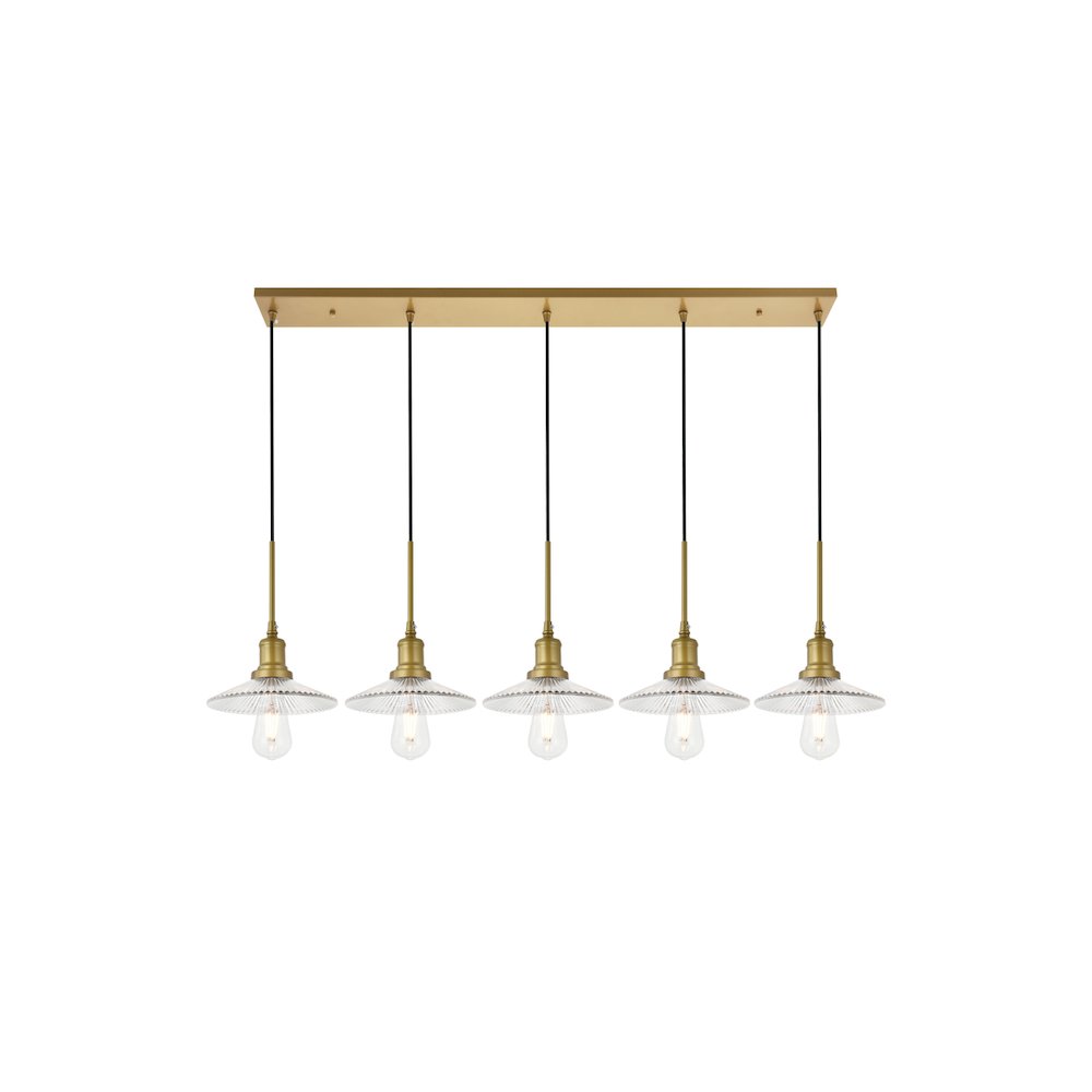 Waltz 5 Light Brass Pendant. Picture 1