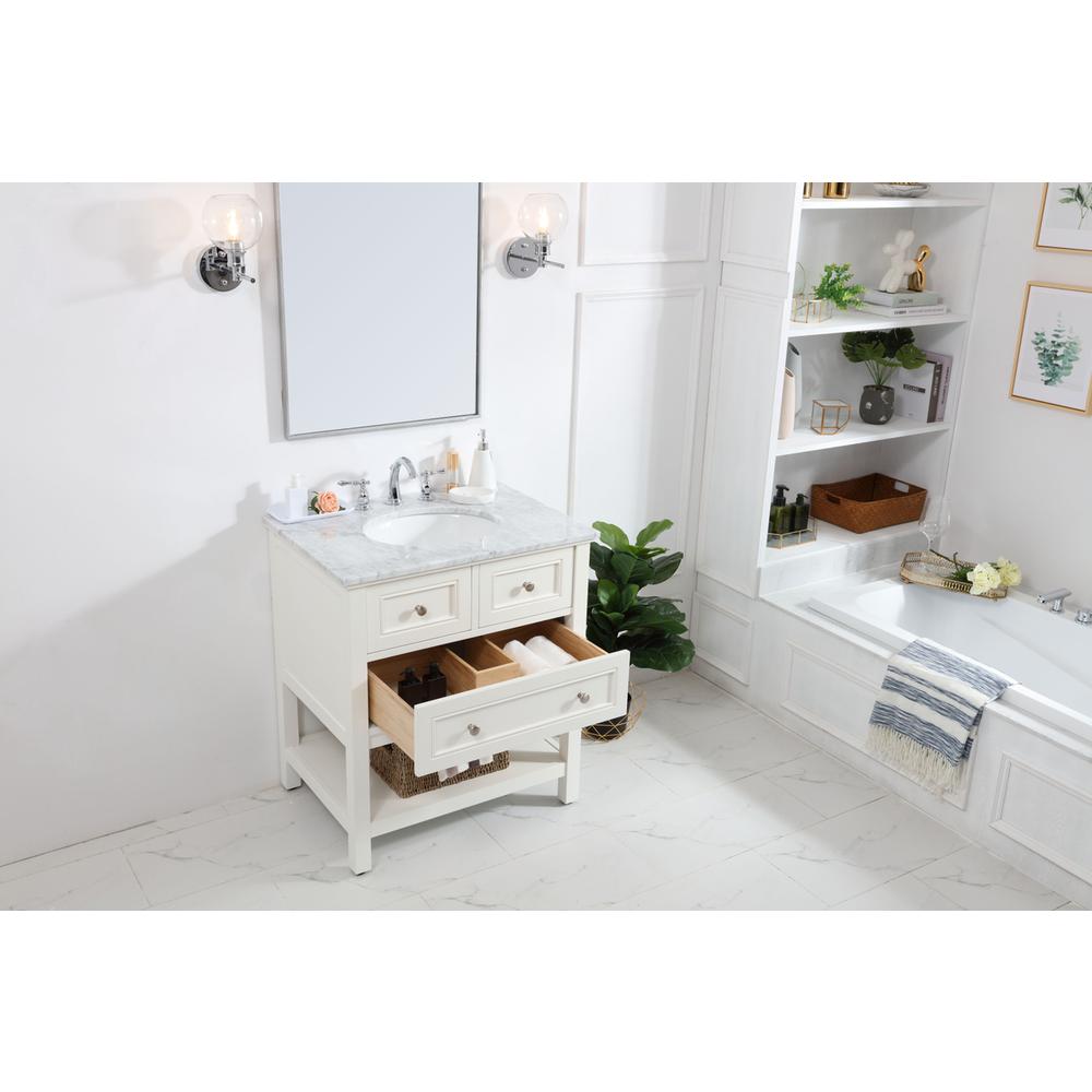 30 in. Single bathroom vanity set in White. Picture 3