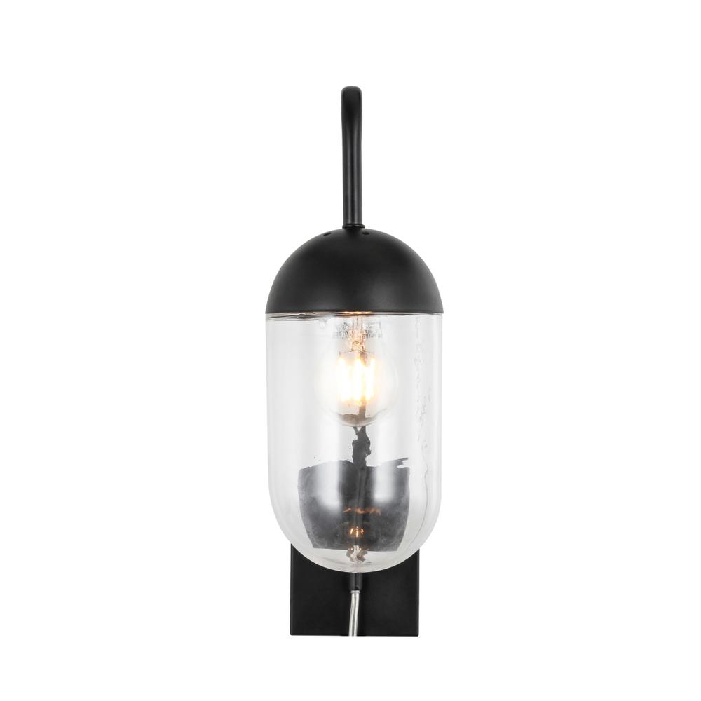 Kace 1 light Black and Clear glass wall sconce. Picture 6