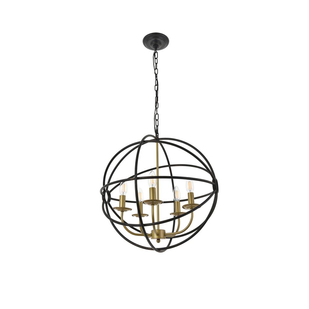 Octavia 5 light Brass and Dark Brown Pendant. Picture 6