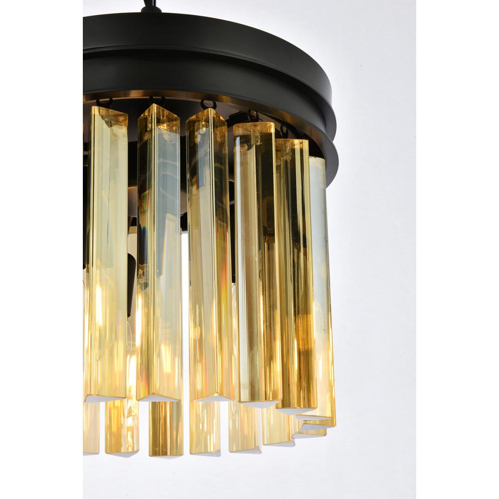 Sydney 3 light Matte Black Pendant Golden Teak (Smoky) Royal Cut Crystal. Picture 5