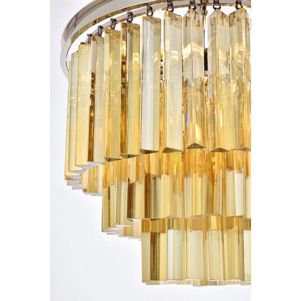 Sydney 9 light polished nickel Chandelier Golden Teak (Smoky) Royal Cut Crystal. Picture 3