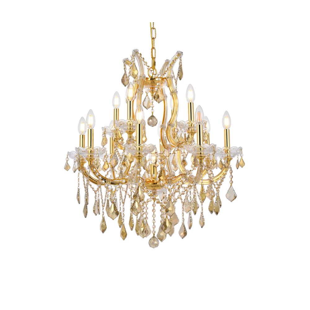 Maria Theresa 13 light Gold Chandelier Golden Teak (Smoky) Royal Cut Crystal. Picture 2