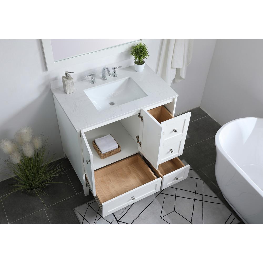36 inch Single Bathroom Vanity in White with Backsplash. Picture 3