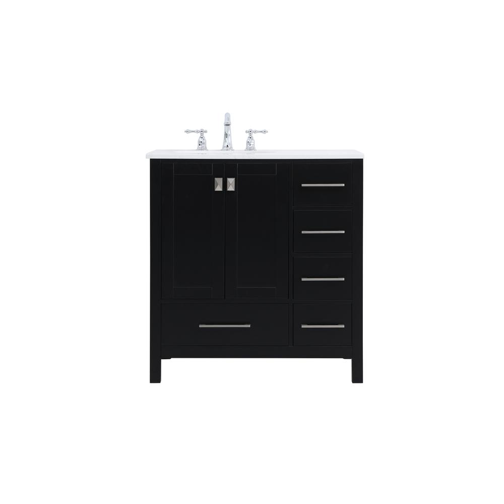 32 inch Single Bathroom Vanity in Black. Picture 1