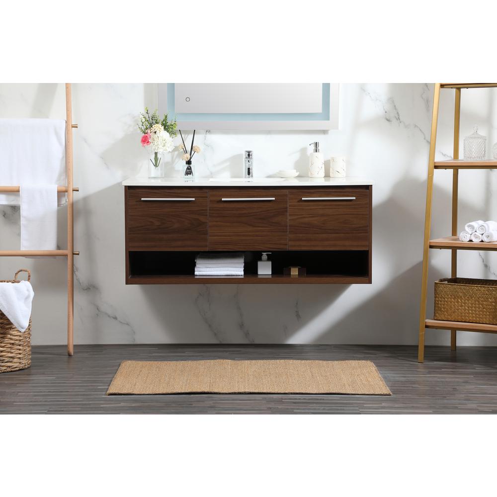 48 inch Single bathroom vanity in walnut. Picture 14