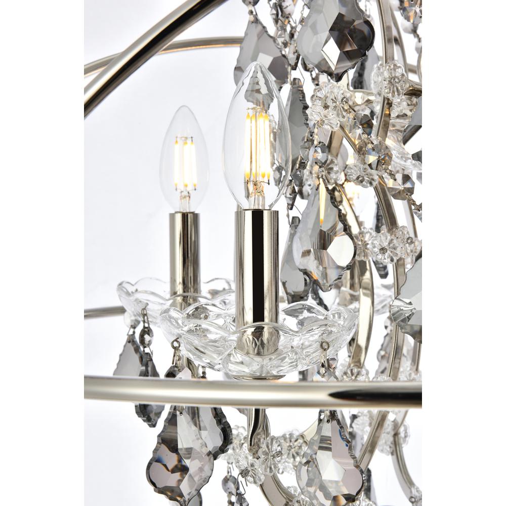 Geneva 6 light polished nickel Chandelier Silver Shade (Grey) Royal Cut crystal. Picture 4