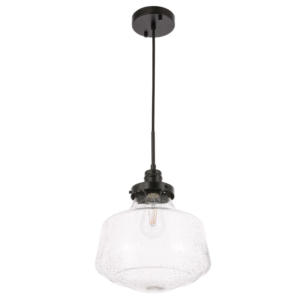 Lyle 1 light Black and Clear seeded glass pendant. Picture 7