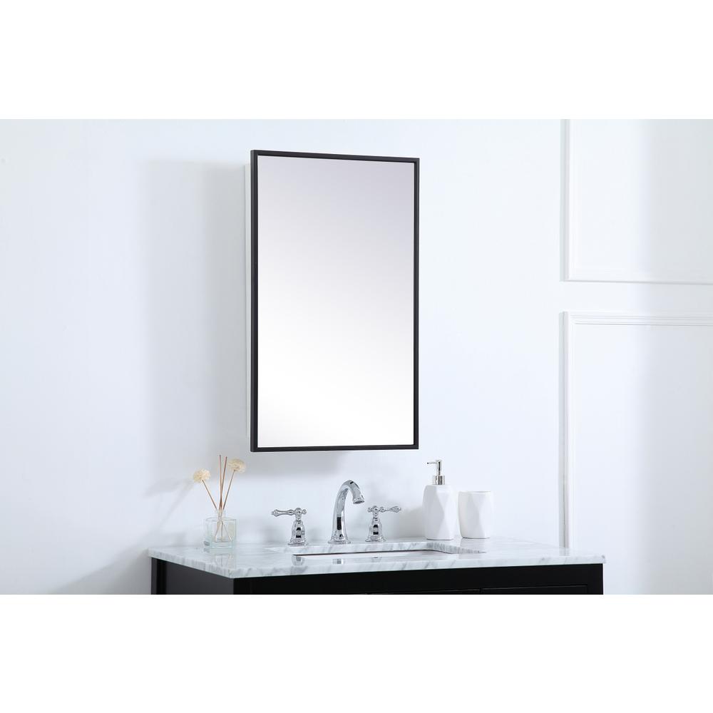 Metal mirror medicine cabinet 17 inch x 28 inch in Black. Picture 2