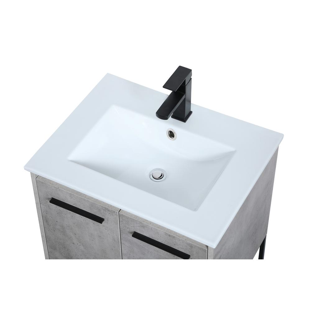 24 inch  Single Bathroom Vanity in Concrete Grey. Picture 10
