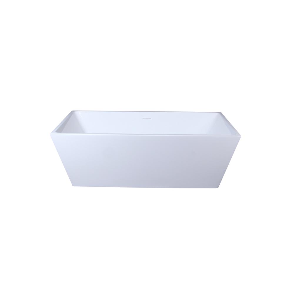 67 inch soaking rectangular bathtub in glossy white. Picture 1