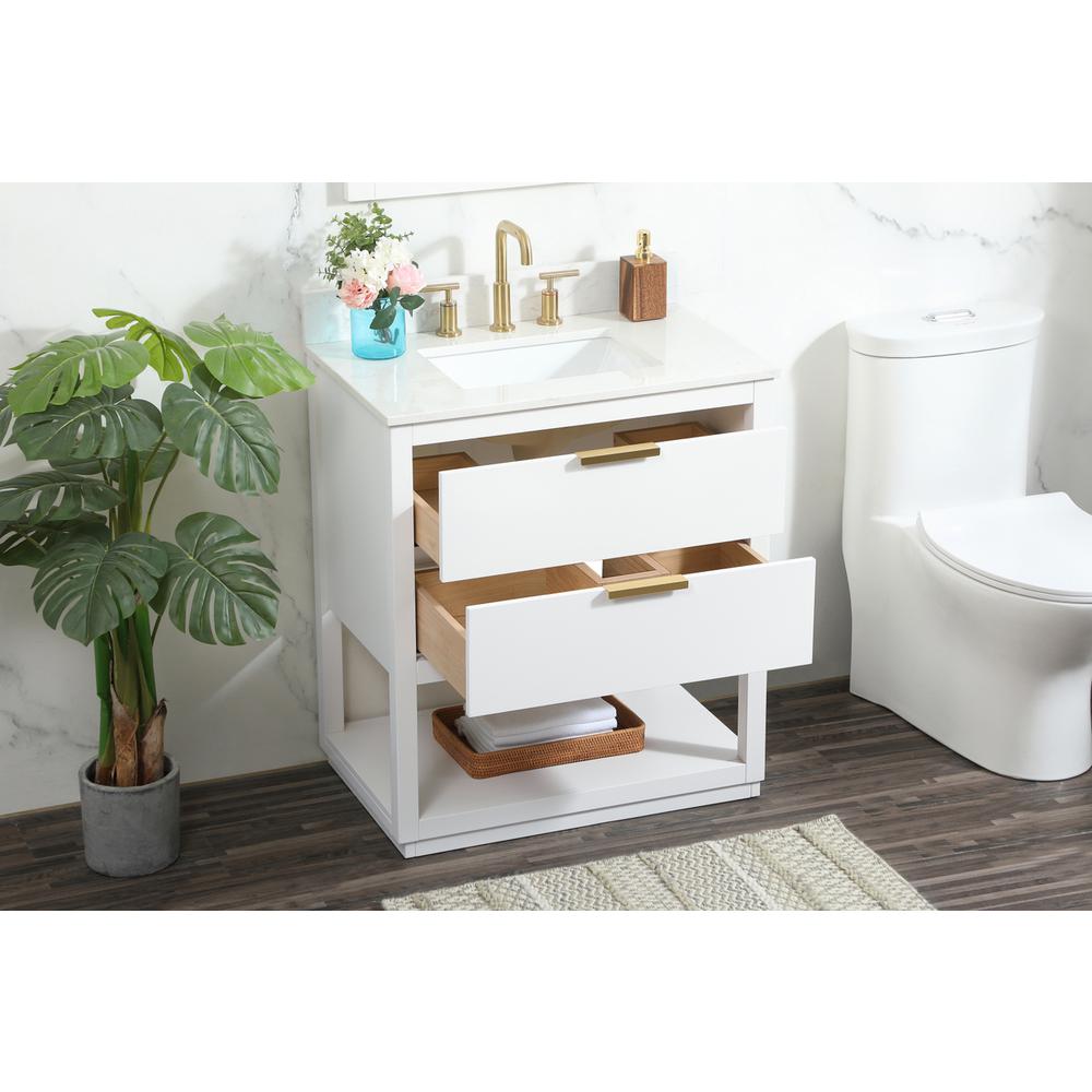 30 inch Single bathroom vanity in white with backsplash. Picture 3