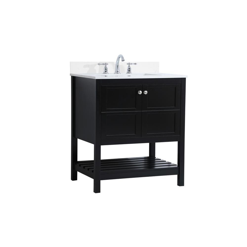 30 inch Single Bathroom Vanity in Black with Backsplash. Picture 7