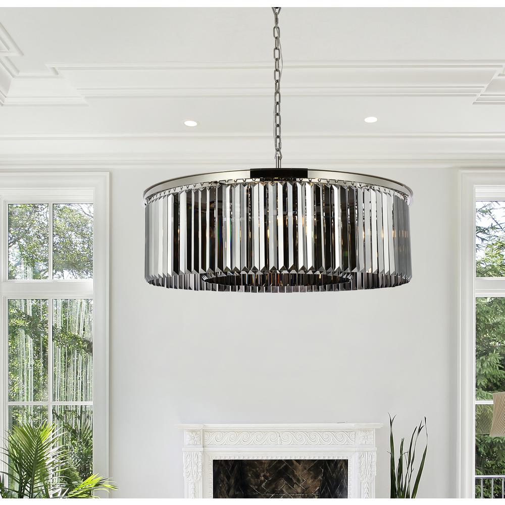Sydney 10 light polished nickel Chandelier Silver Shade (Grey) Royal Cut Crystal. Picture 8