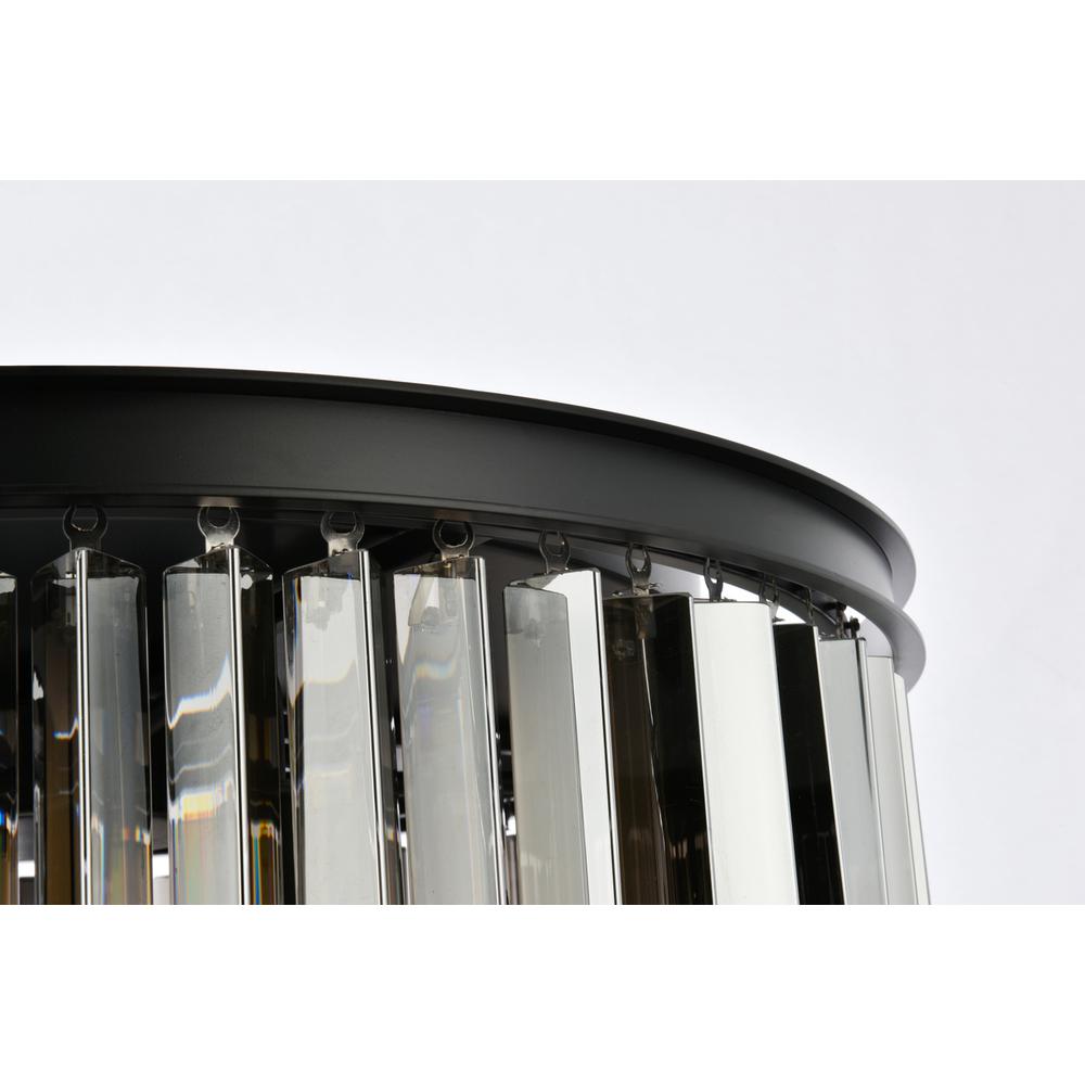 Sydney 8 light Matte Black Flush Mount Silver Shade (Grey) Royal Cut Crystal. Picture 4
