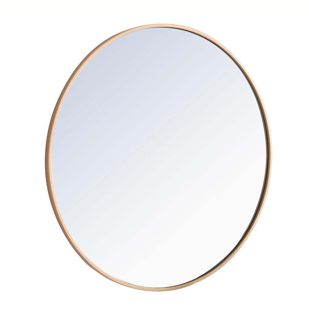 Metal frame Round Mirror 32 inch Brass finish. Picture 4