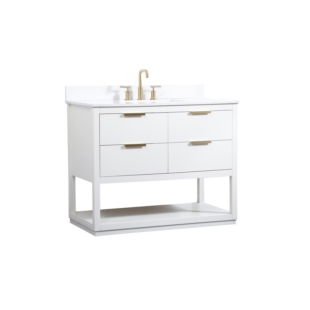 42 inch Single bathroom vanity in white with backsplash. Picture 7