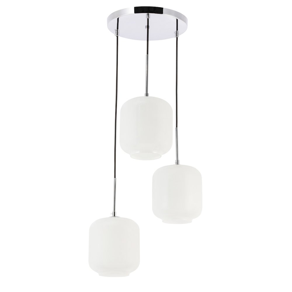 Collier 3 Light Chrome And Frosted White Glass Pendant. Picture 7