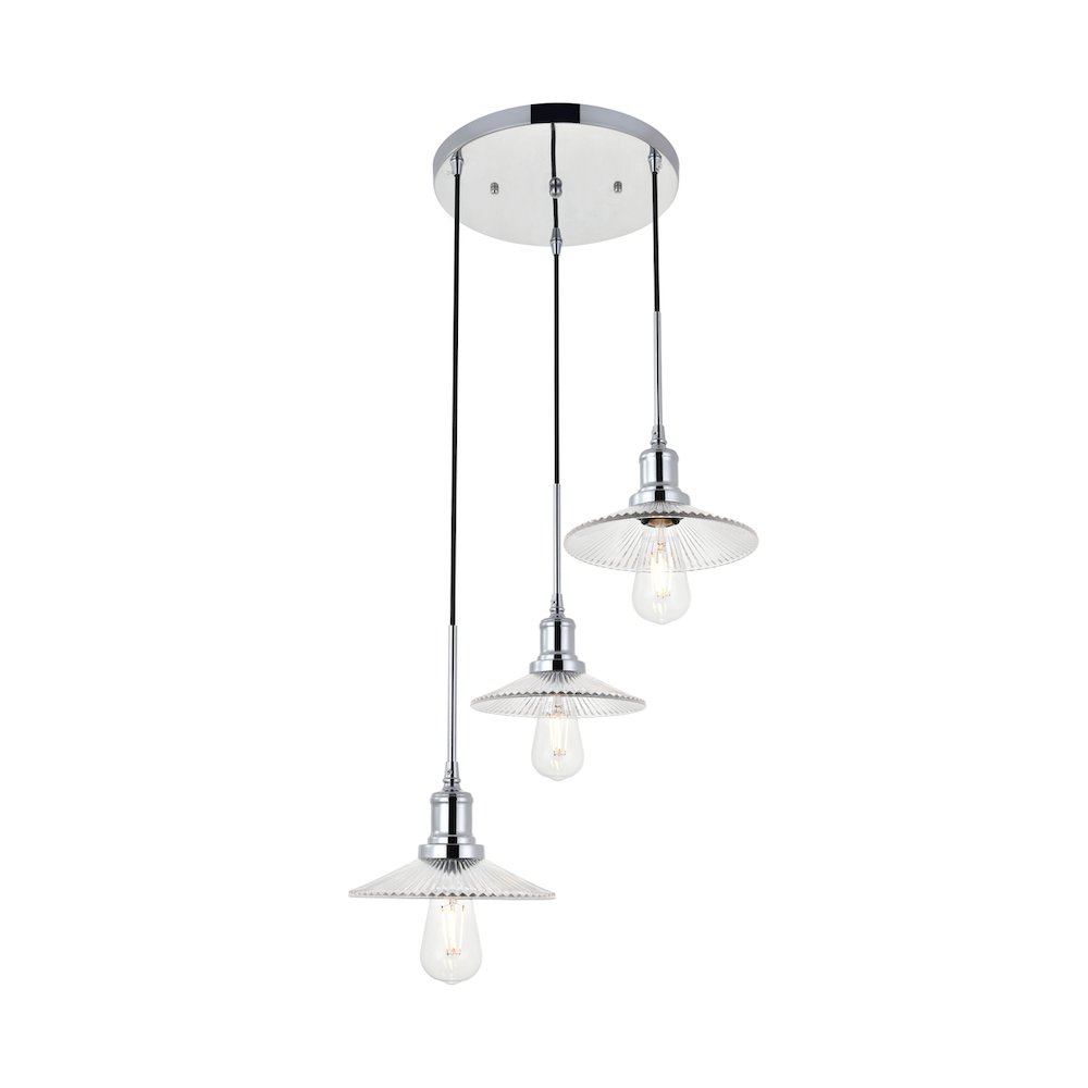 Waltz 3 Light Chrome Pendant. Picture 6