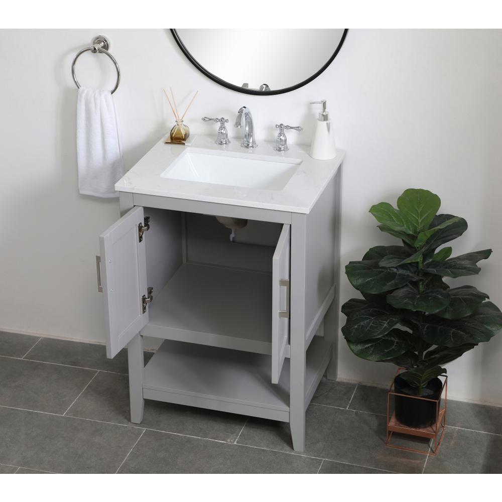 24 inch Single Bathroom Vanity in Grey. Picture 3