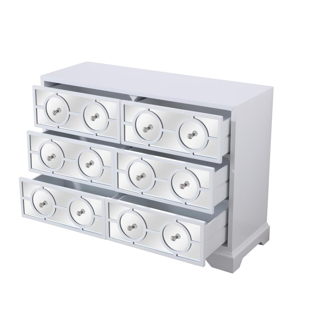 48 in. mirrored six drawer cabinet in white. Picture 6