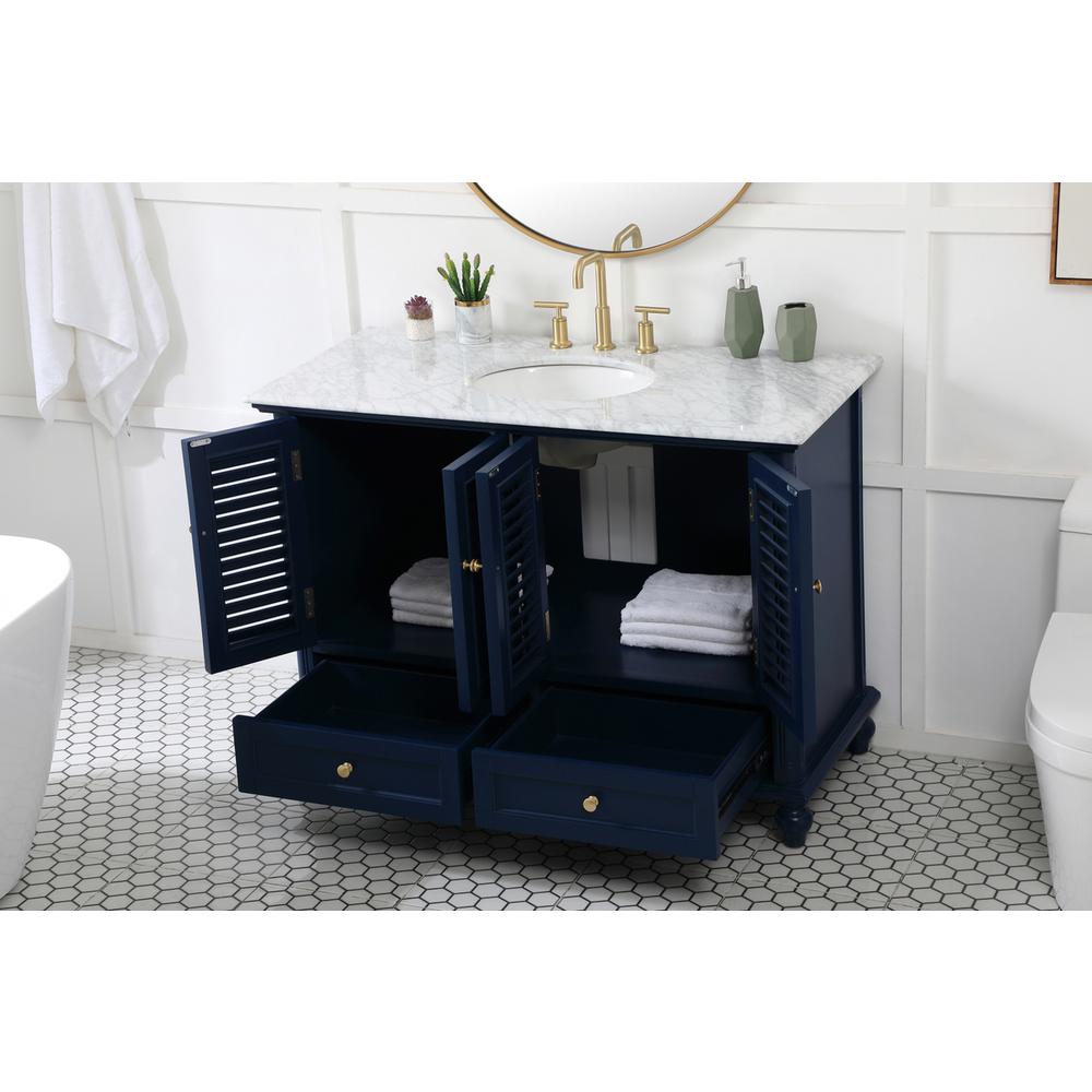 48 inch Single bathroom vanity in blue. Picture 3