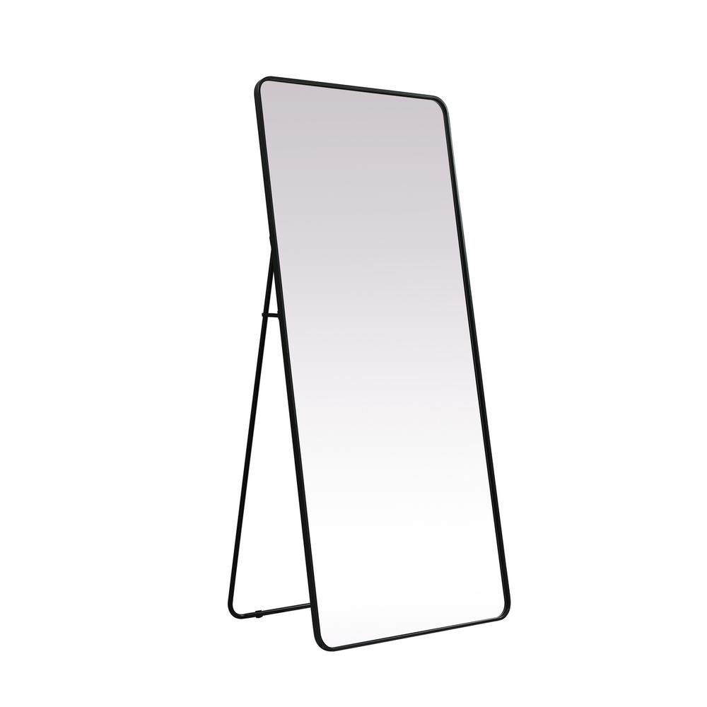 Soft Corner Metal Rectangle Full Length Mirror 32x72 Inch in Black. Picture 6
