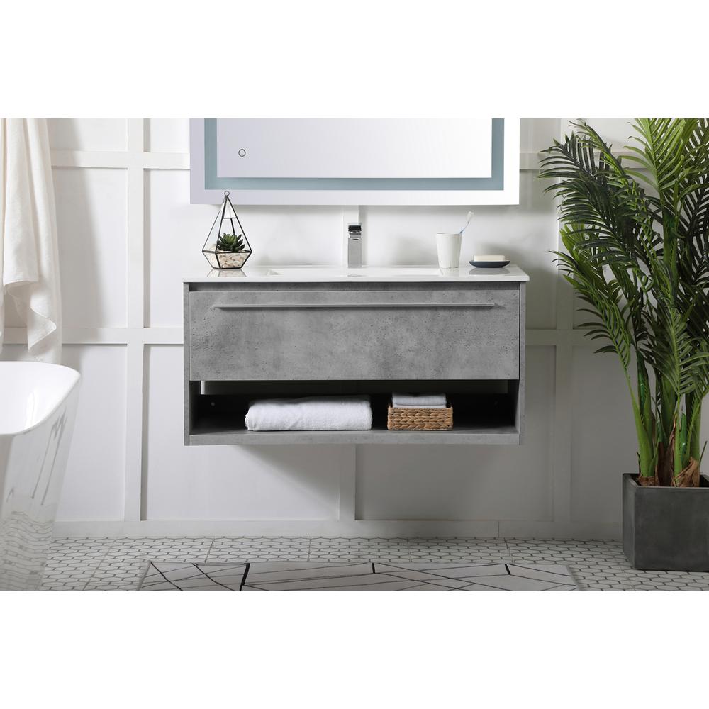 40 inch  Single Bathroom Floating Vanity in Concrete Grey. Picture 13
