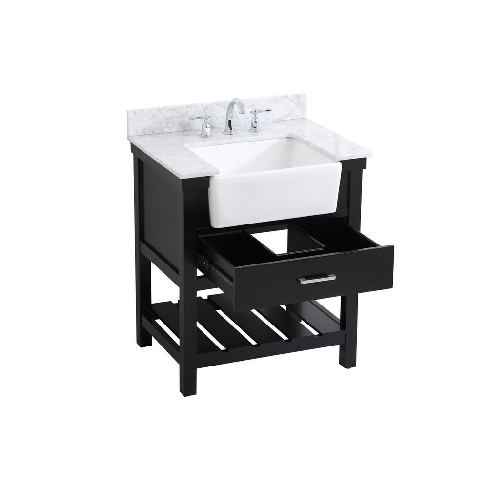 30 inch Single bathroom vanity in black with backsplash. Picture 9