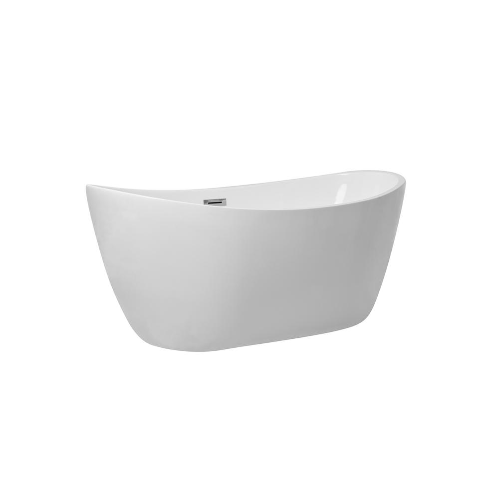 54 inch soaking double slipper bathtub in glossy white. Picture 7