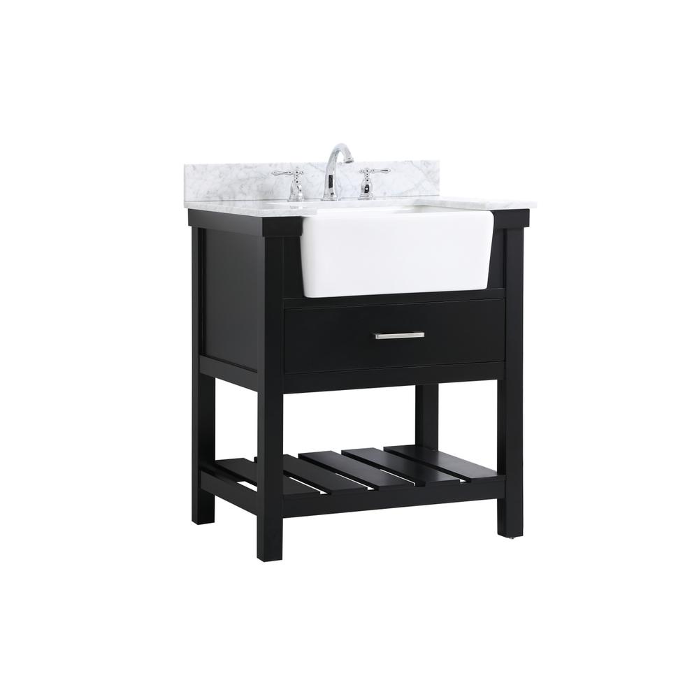 30 inch Single bathroom vanity in black with backsplash. Picture 7
