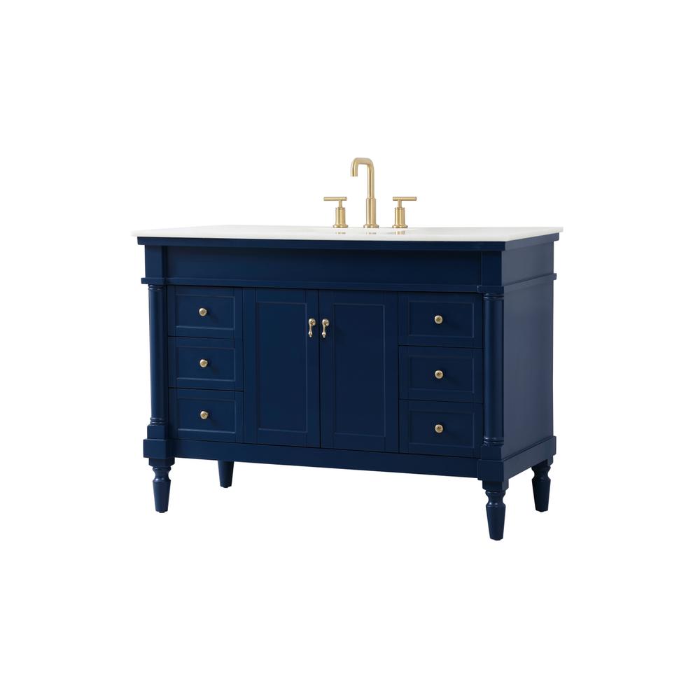 48 inch Single bathroom vanity in blue. Picture 7