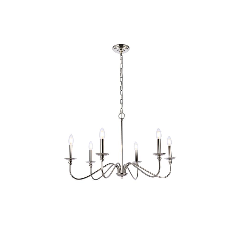 Rohan 30 inch chandelier in polished nickel. Picture 1
