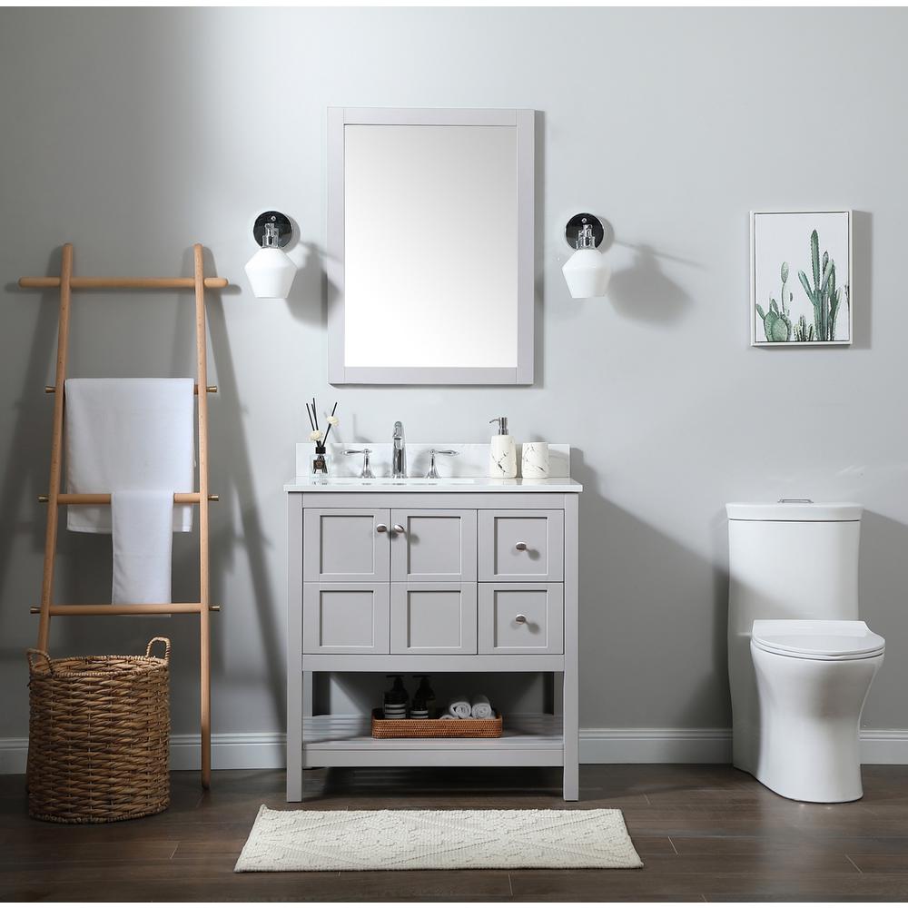 32 inch Single bathroom vanity in grey with backsplash. Picture 4
