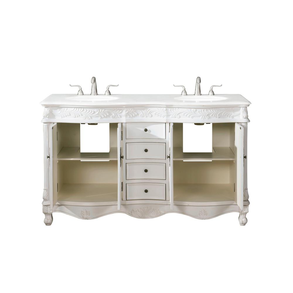 60 inch Double Bathroom vanity in Antique white. Picture 9