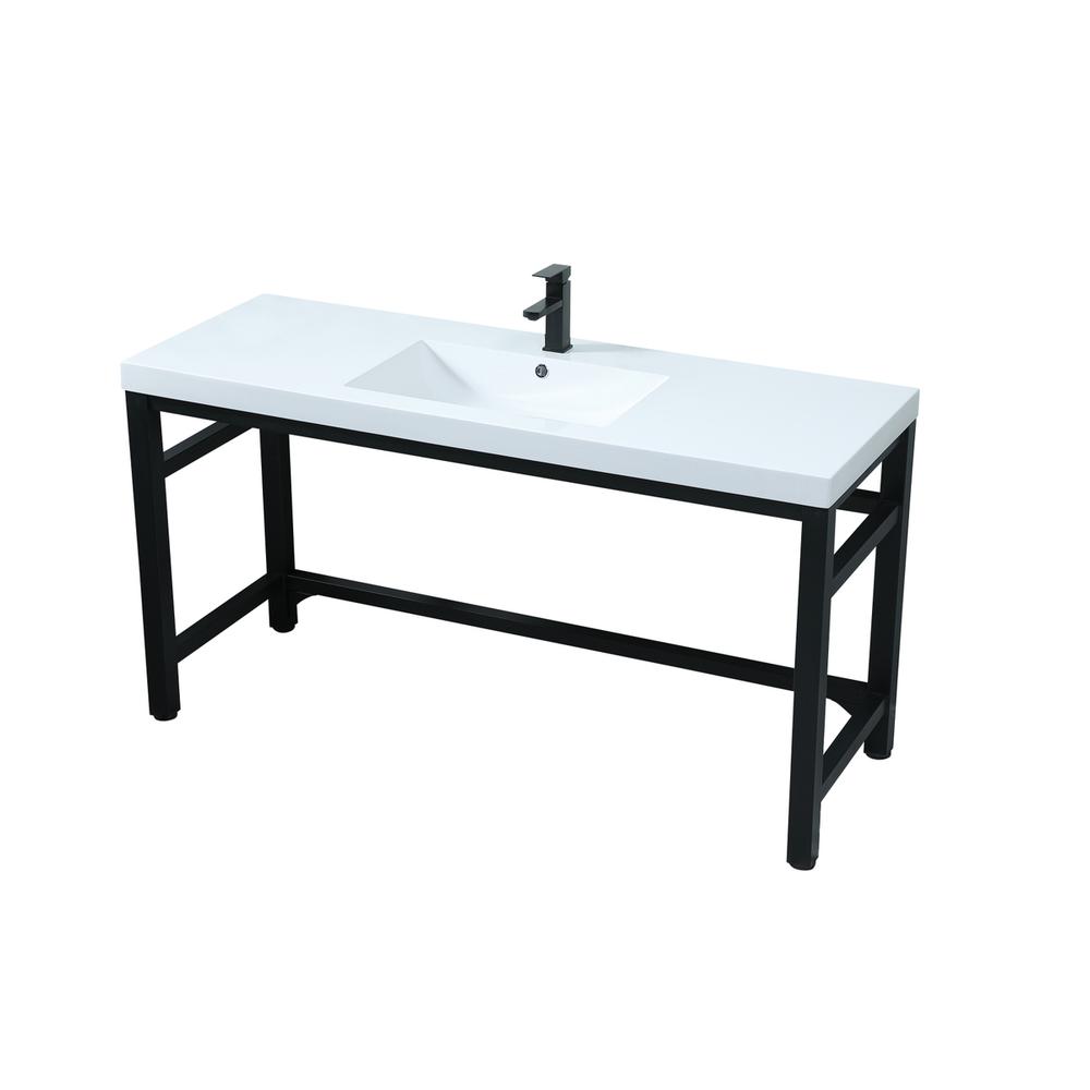 60 Inch ADA Compliant SIngle Bathroom Metal Vanity In Black. Picture 8