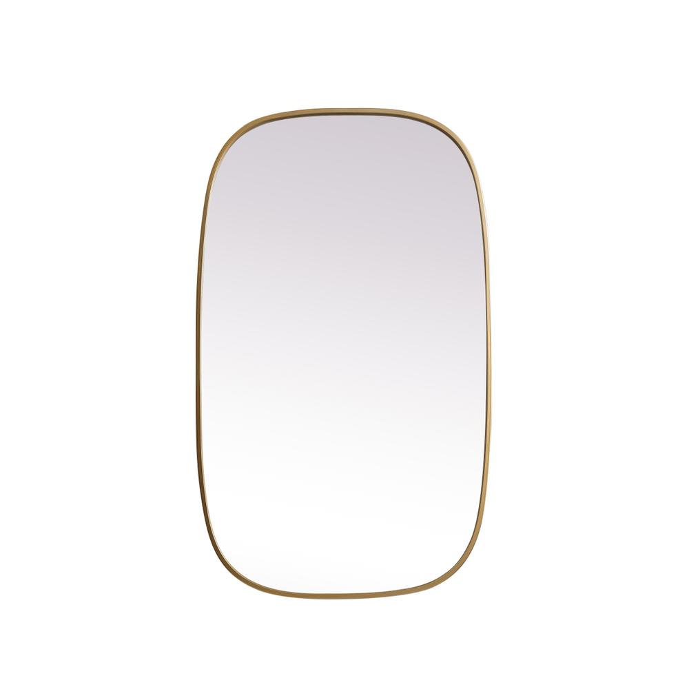 Metal Frame Oval Mirror 24x40 Inch in Brass. Picture 1