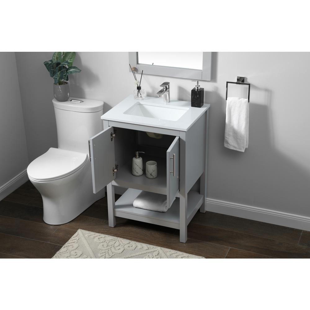 24 Inch SIngle Bathroom Vanity In Grey. Picture 3
