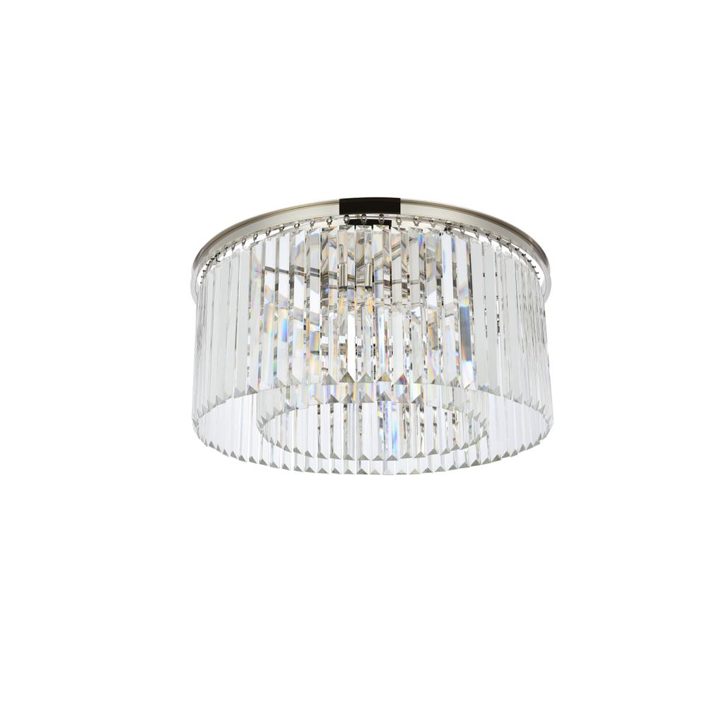 Sydney 8 light polished nickel Flush Mount Clear Royal Cut Crystal. Picture 6