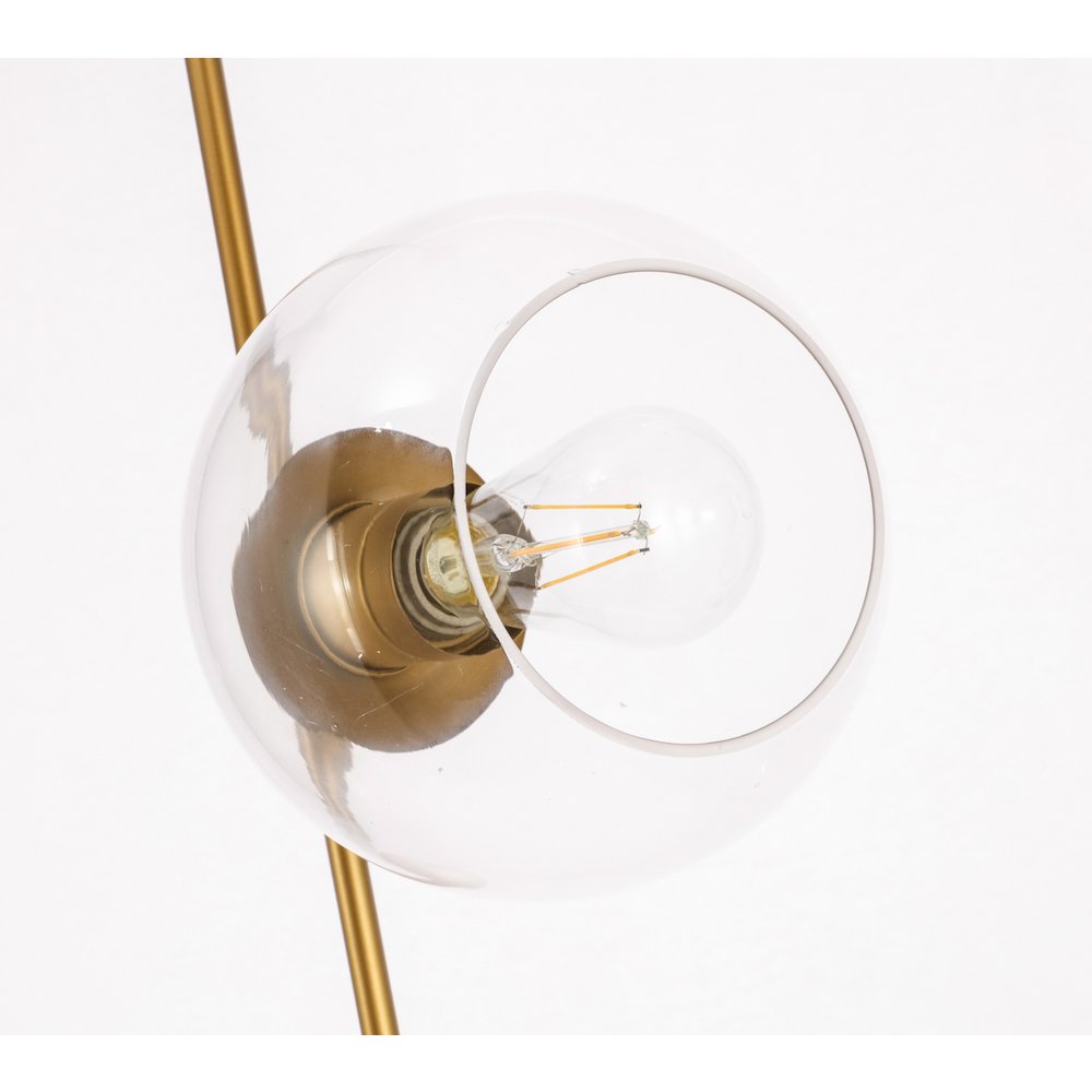 Ryland 2 Light Brass And Clear Glass Pendant. Picture 15