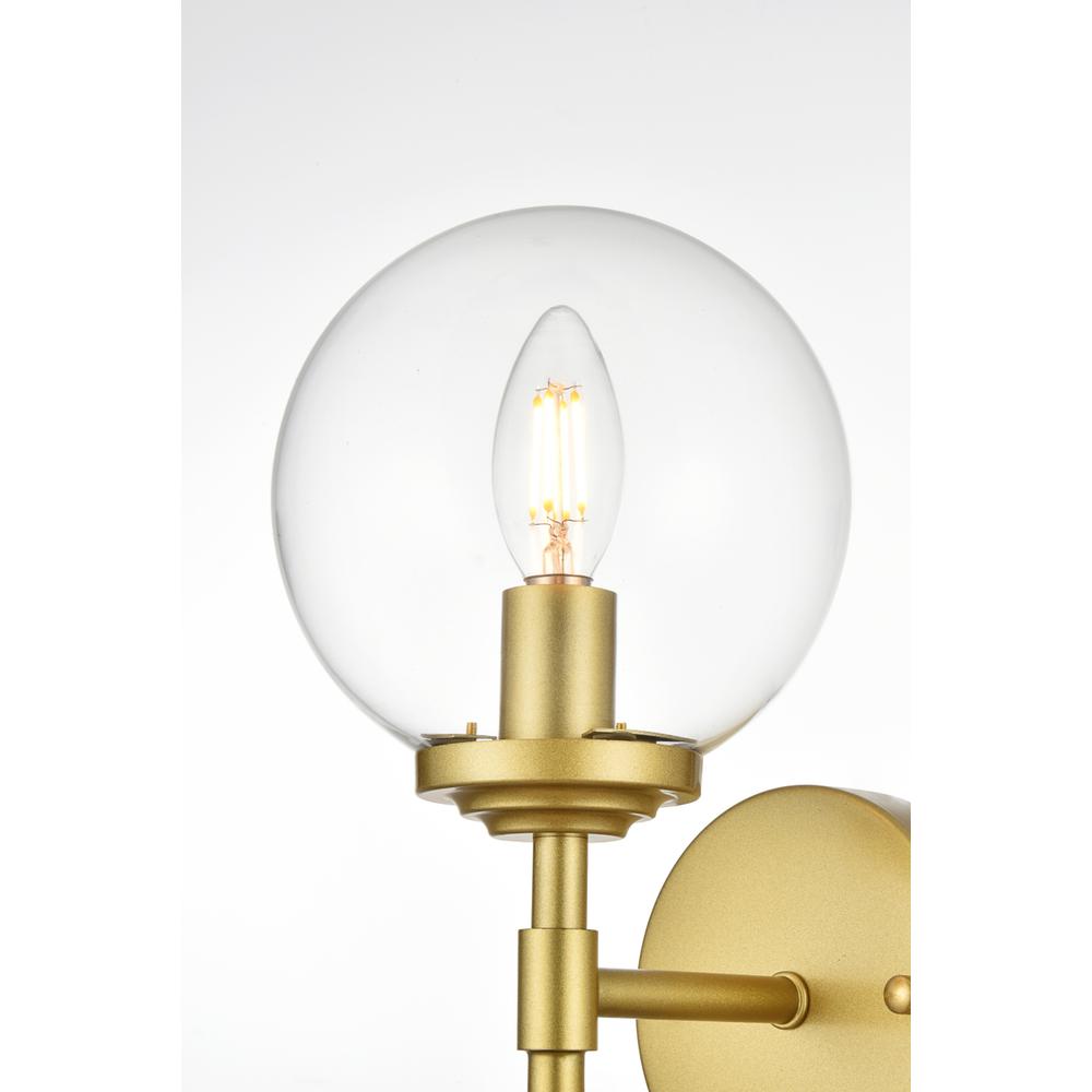 Ingrid 1 light Brass and Clear Bath Sconce. Picture 3