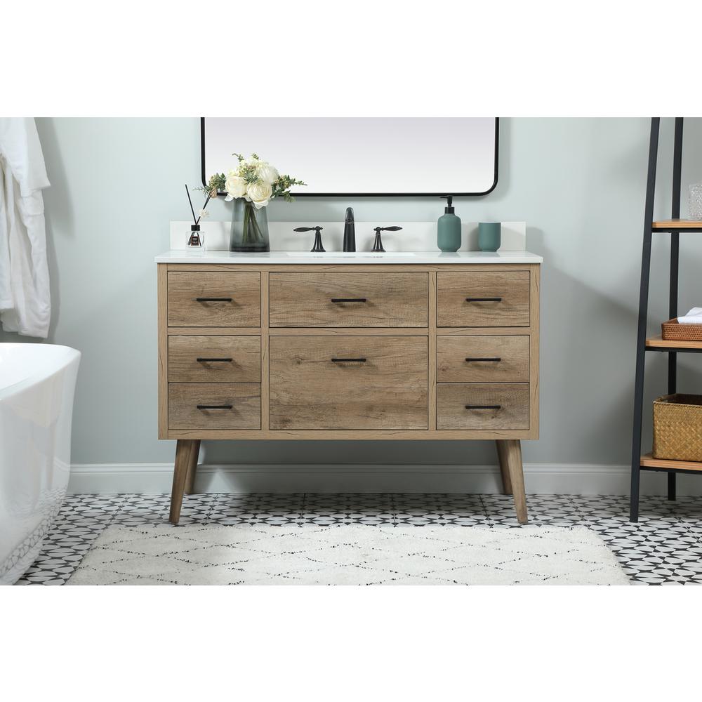 48 inch Single bathroom vanity in natural oak with backsplash. Picture 14