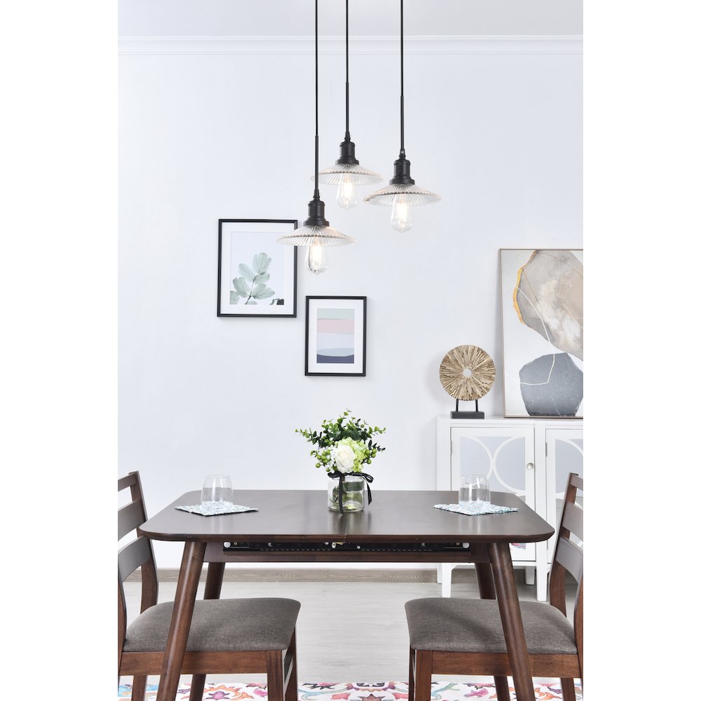 Waltz 3 Light Black Pendant. Picture 2