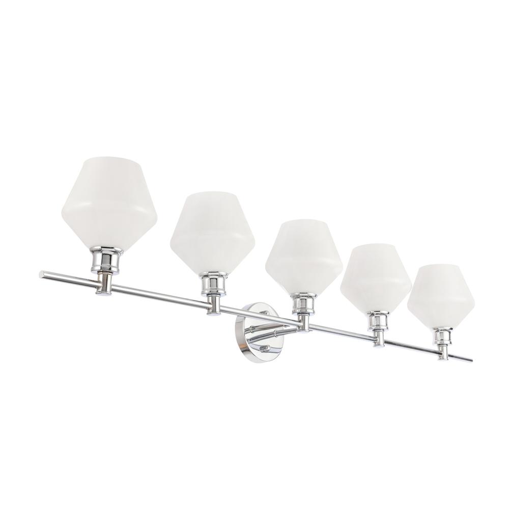 Gene 5 light Chrome and Frosted white glass Wall sconce. Picture 6