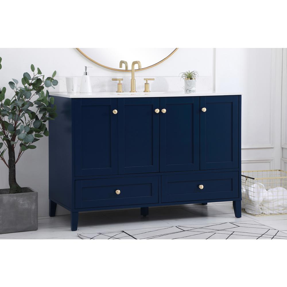 48 inch Single Bathroom Vanity in Blue with Backsplash. Picture 2