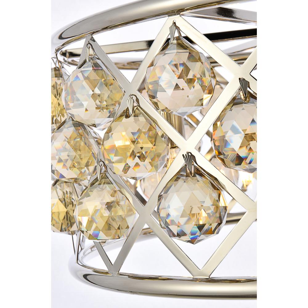 Madison 5 light polished Nickel Chandelier Golden Teak (Smoky) Royal Cut Crystal. Picture 3