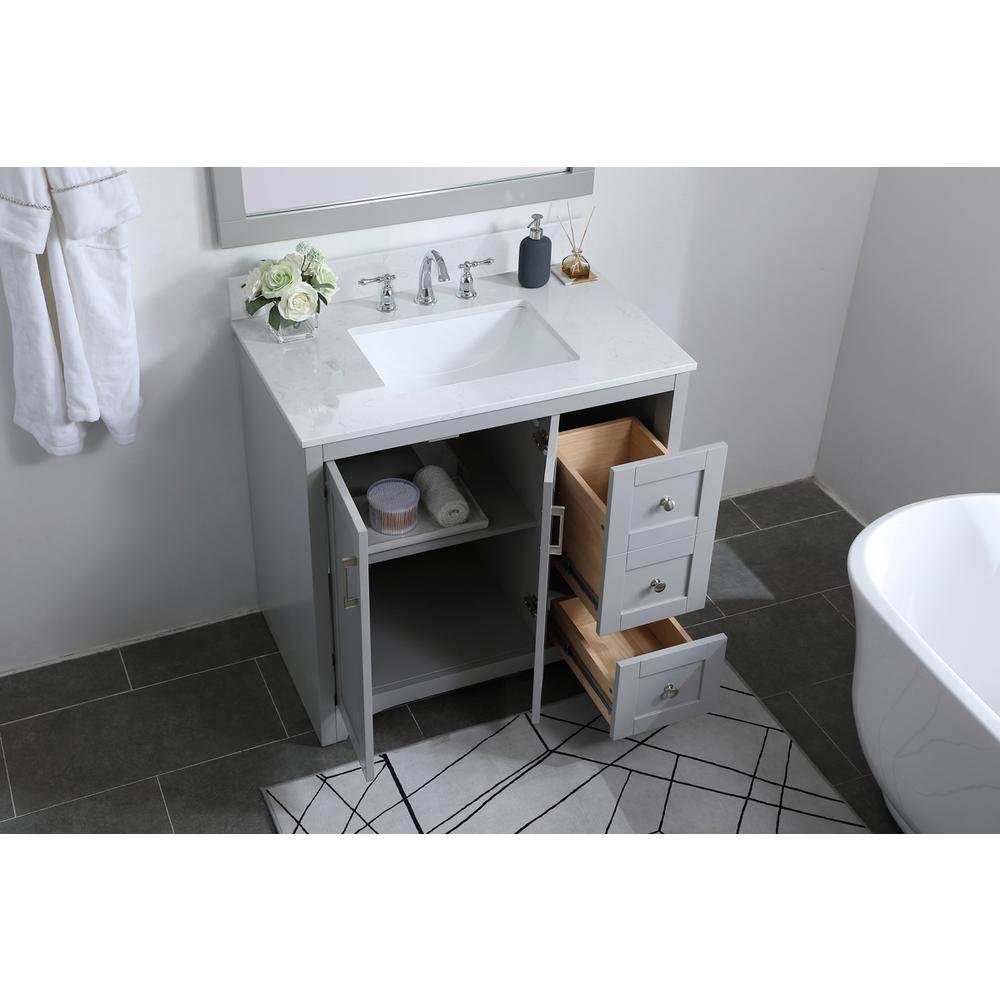 36 inch Single Bathroom Vanity in Grey with Backsplash. Picture 3