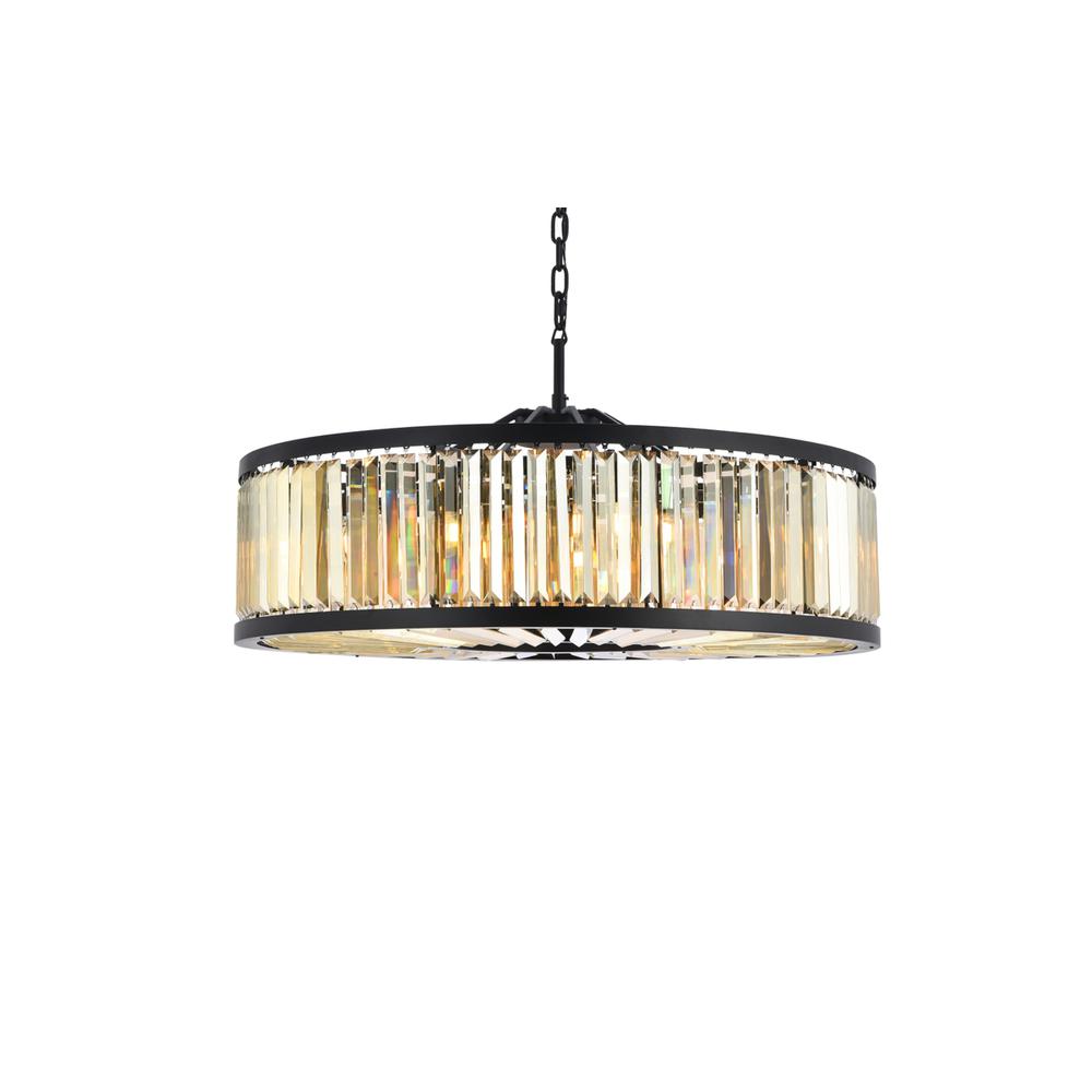 Chelsea 10 light Matte Black Chandelier Golden Teak (Smoky) Royal Cut Crystal. Picture 2